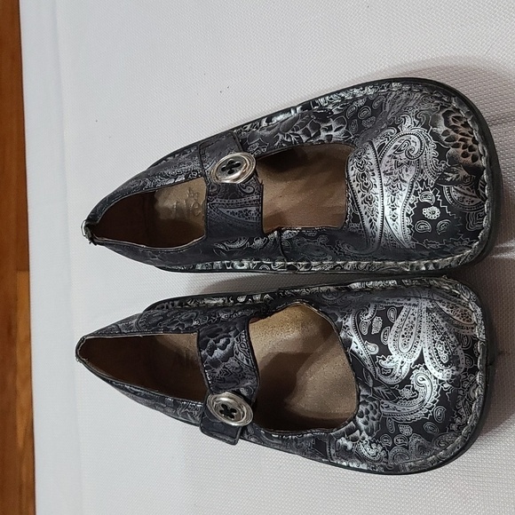 Alegria Shoes - Alegria Womens Mary Janes Shoes Black Silver Floral Paisley   Sz 36/5.5 GUC READ